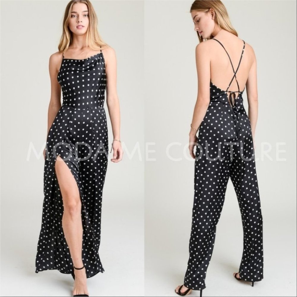 Polka-Dot Jumpsuit  - Black